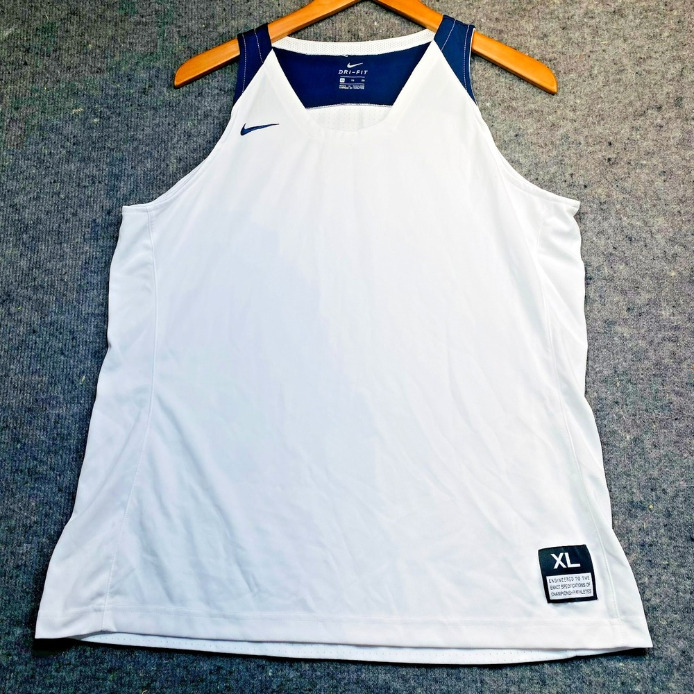 Nike Practice Jersey Basketball Womens White Blue XL Sleeveless Dri-FIT